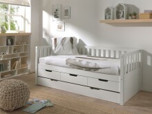 Funktionsbett >FRITZ< in Kiefer massiv weiß lackiert - 211,2x85,5x97,8 (BxHxT)