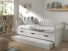 Funktionsbett >FRITZ< in Kiefer massiv weiß lackiert - 211,2x85,5x97,8 (BxHxT)