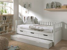 Funktionsbett >FRITZ< in Kiefer massiv weiß lackiert - 211,2x85,5x97,8 (BxHxT)