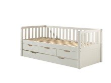Funktionsbett >FRITZ< in Kiefer massiv weiß lackiert - 211,2x85,5x97,8 (BxHxT)