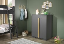 Hochbett >LONDON< in Anthrazit/Buche - 210x160x139cm (BxHxT)