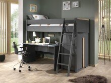 Hochbett >LONDON< in Anthrazit/Buche - 210x160x139cm (BxHxT)