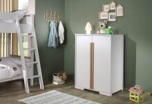 Hochbett >LONDON< in Weiß/Buche - 210x160x139cm (BxHxT)