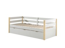 Funktionsbett >MARGRIT< in Weiß/Kiefer natur - 211,2x76,6x97,8 (BxHxT)