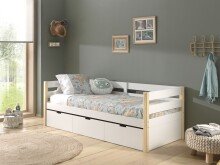 Funktionsbett >MARGRIT< in Weiß/Kiefer natur - 211,2x76,6x97,8 (BxHxT)