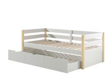 Funktionsbett >MARGRIT< in Weiß/Kiefer natur - 211,2x76,6x97,8 (BxHxT)