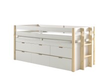 Funktionsbett >MARGRIT< in Weiß/Kiefer natur...