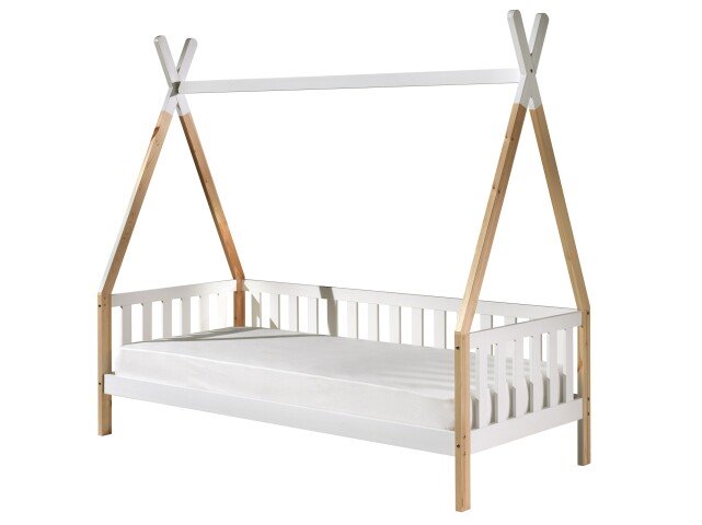 Hausbett >TIPI< in Weiß/Kiefer natur aus Massive Kiefer - 206x185,1x96cm (BxHxT)