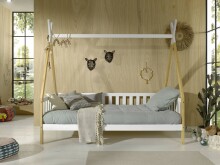 Hausbett >TIPI< in Weiß/Kiefer natur aus Massive Kiefer - 206x185,1x96cm (BxHxT)
