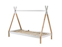 Hausbett >TIPI< in Weiß/Kiefer natur aus Massive Kiefer - 206x158,2x98cm (BxHxT)