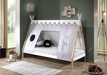 Hausbett >TIPI< in Weiß/Kiefer natur aus Massive Kiefer - 206x158,2x98cm (BxHxT)