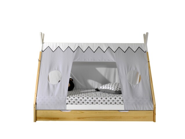Hausbett >TIPI< in Weiß/Kiefer natur aus Massive Kiefer - 206x158,2x98cm (BxHxT)