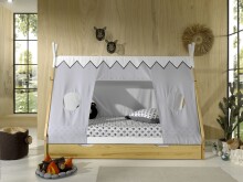 Hausbett >TIPI< in Weiß/Kiefer natur aus Massive Kiefer - 206x158,2x98cm (BxHxT)