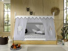 Hausbett >TIPI< in Weiß/Kiefer natur aus Massive Kiefer - 206x158,2x98cm (BxHxT)