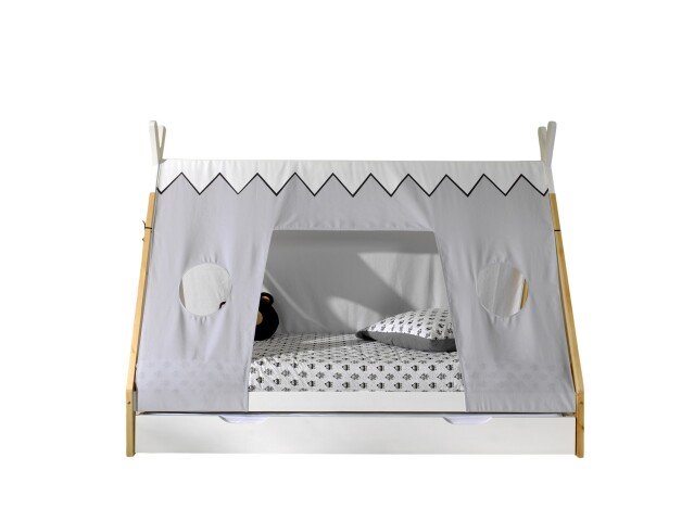 Hausbett >TIPI< in Weiß/Kiefer natur aus Massive Kiefer - 206x158,2x98cm (BxHxT)