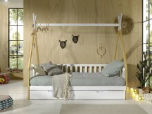 Hausbett >TIPI< in Weiß/Kiefer natur aus...