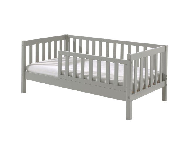 Kinderbett >TODDLER< in Grau aus Massive Kiefer - 148x60x76cm (BxHxT)