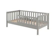 Kinderbett >TODDLER< in Grau aus Massive Kiefer - 148x60x76cm (BxHxT)