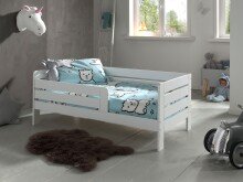 Kinderbett >TODDLER< in Weiß aus Massive Kiefer - 143,6x56x70cm (BxHxT)