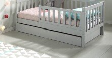 Kinderbett >TODDLER< in Grau aus Massive Kiefer - 138,5x14x73,6cm (BxHxT)