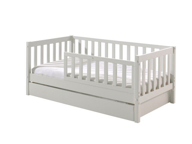 Kinderbett >TODDLER< in Weiß aus Massive Kiefer - 148x60x76cm (BxHxT)