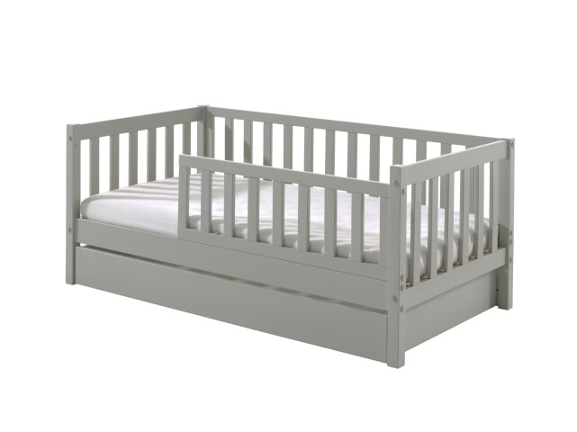 Kinderbett >TODDLER< in Grau aus Massive Kiefer - 148x60x76cm (BxHxT)