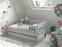 Kinderbett >TODDLER< in Grau aus Massive Kiefer - 148x60x76cm (BxHxT)