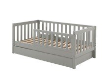 Kinderbett >TODDLER< in Grau aus Massive Kiefer - 148x60x76cm (BxHxT)