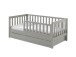 Kinderbett >TODDLER< in Grau aus Massive Kiefer - 148x60x76cm (BxHxT)
