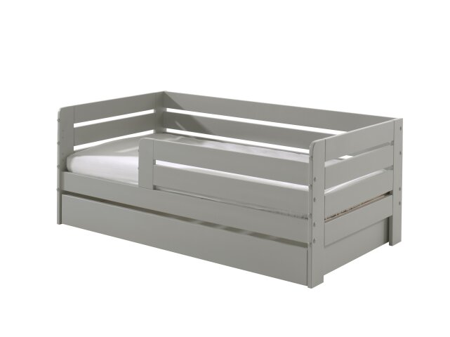 Kinderbett >TODDLER< in Grau aus Massive Kiefer - 143,6x56x70cm (BxHxT)
