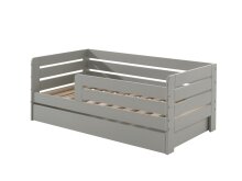 Kinderbett >TODDLER< in Grau aus Massive Kiefer - 143,6x56x70cm (BxHxT)