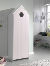 Wäscheschrank >CASAMI< in Korpus Weiß / Front Pink, Weiß, Grau, Mint aus MDF