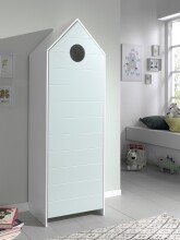 Wäscheschrank >CASAMI< in Korpus Weiß / Front Pink, Weiß, Grau, Mint aus MDF