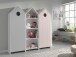 Kleiderschrank >CASAMI< in Korpus Weiß / Front Pink / Front Grau aus MDF