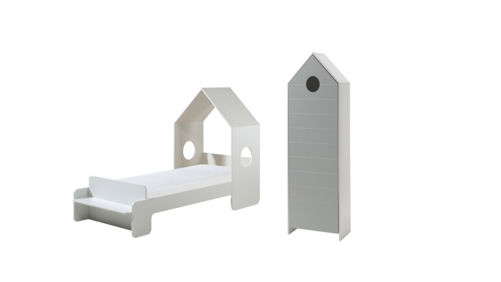 >CASAMI< in Korpus Weiß / Front Grau aus MDF - 229,5x147,6x93,6cm (BxHxT)