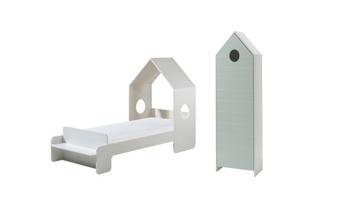 >CASAMI< in Korpus Weiß / Front Mint aus MDF - 229,5x147,6x93,6cm (BxHxT)