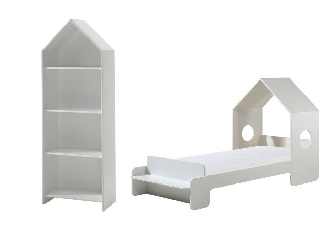 Kinderbett >CASAMI< in Korpus Weiß aus MDF - 229,5x147,6x93,6cm (BxHxT)