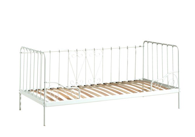 Einzelbett >ALICE< in Weiß aus Metall - 205x89,5x94,5cm (BxHxT)