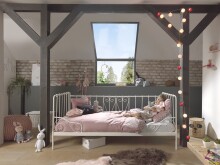 Einzelbett >ALICE< in Weiß aus Metall - 205x89,5x94,5cm (BxHxT)