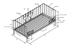 Einzelbett >ALICE< in Weiß aus Metall - 205x89,5x94,5cm (BxHxT)