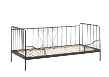 Einzelbett >ALICE< in Schwarz aus Metall -...