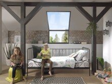 Einzelbett >ALICE< in Schwarz aus Metall - 205x89,5x94,5cm (BxHxT)