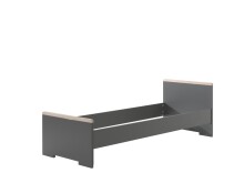 Einzelbett >LONDON< in Anthrazit/Buche - 205x76,1x97cm (BxHxT)