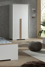 Kleiderschrank >LONDON< in Weiß/Buche - 98,5x195,2x56cm (BxHxT)