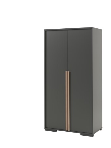 Kleiderschrank >LONDON< in Anthrazit/Buche - 98,5x195,2x56cm (BxHxT)