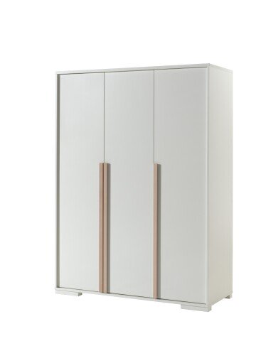 Kleiderschrank >LONDON< in Weiß/Buche - 145,6x195,2x56cm (BxHxT)
