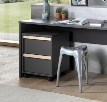 Rollcontainer >LONDON< in Anthrazit/Buche - 48,1x60x44cm (BxHxT)