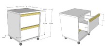 Rollcontainer >LONDON< in Anthrazit/Buche - 48,1x60x44cm (BxHxT)