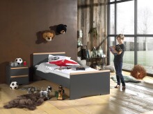 Jugendzimmer-Set >LONDON< in Anthrazit/Buche