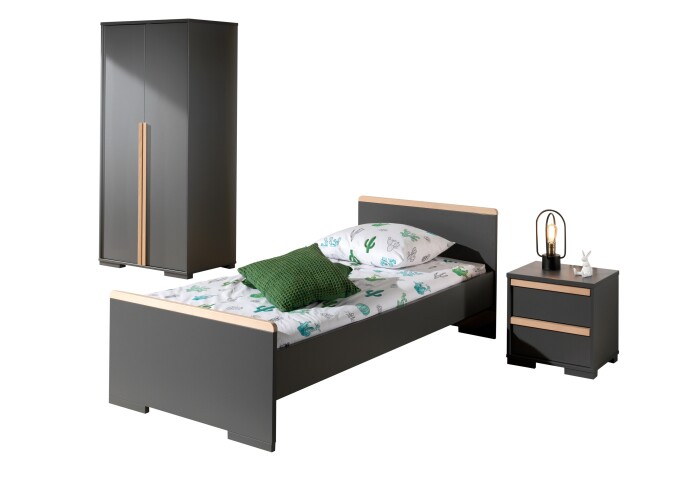 Jugendzimmer-Set >LONDON< in Anthrazit/Buche